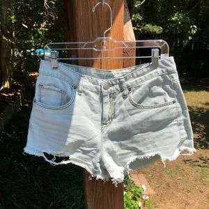 BDG light olive denim shorts